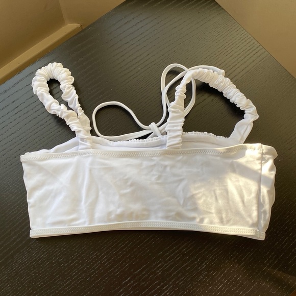 Zaful Ruched Elastic Straps Tie Bathing Suit Top - Picture 3 of 12